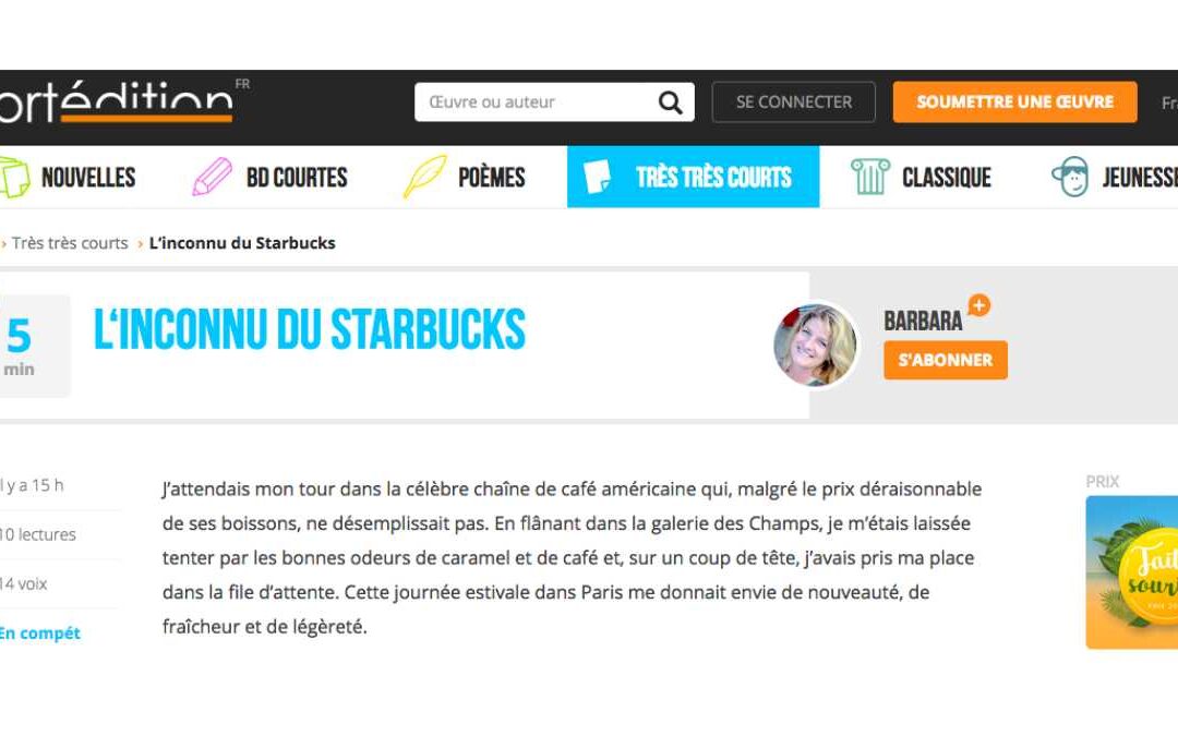 Vote pour L&rsquo;inconnu du Starbucks au Concours Faites Sourire des éditions Short
